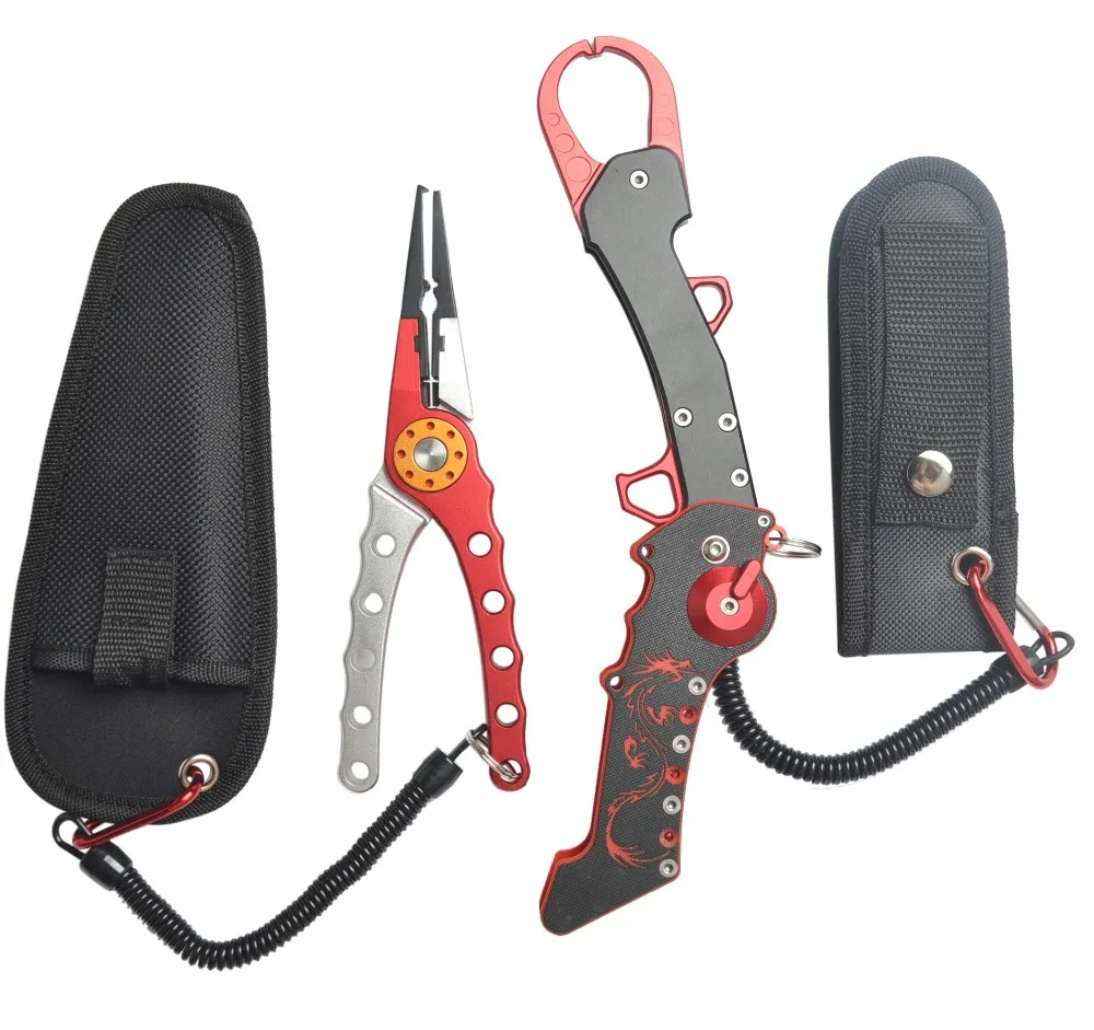 Equipamento de Pesca com Teste Padrão do Dragão Alicates de Pesca de Alumínio Conjunto de Ferramentas de Pesca Conjunto Apertos Lábio Punho 10 Ferramentas de pesca