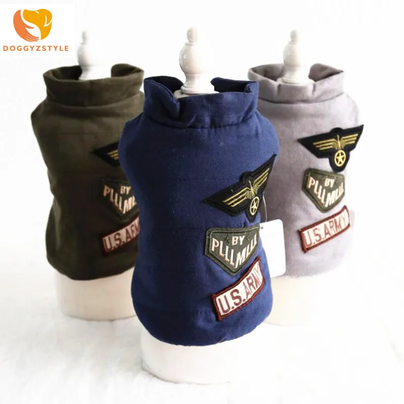

DOGGYZSTYLE Dog Vest Autumn Cotton Small To Big Dogs Clothes Jacket For Pets Soft Military Badge Vest Teddy Apparel Chihuahua