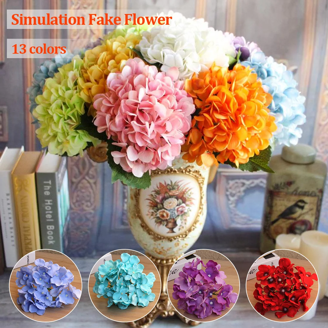 

Wedding Decoration Artificial Flowers Spring Vivid Big Hydrangea Flower Decoration Home Decor DIY Bouquets Silk Flower