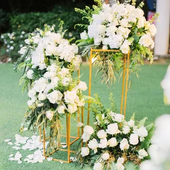 

Creative Wedding Decorations Frame Shelf Rectangle Shape Metal Road Cited for Party Table Aisle Runner Centerpieces Supplies