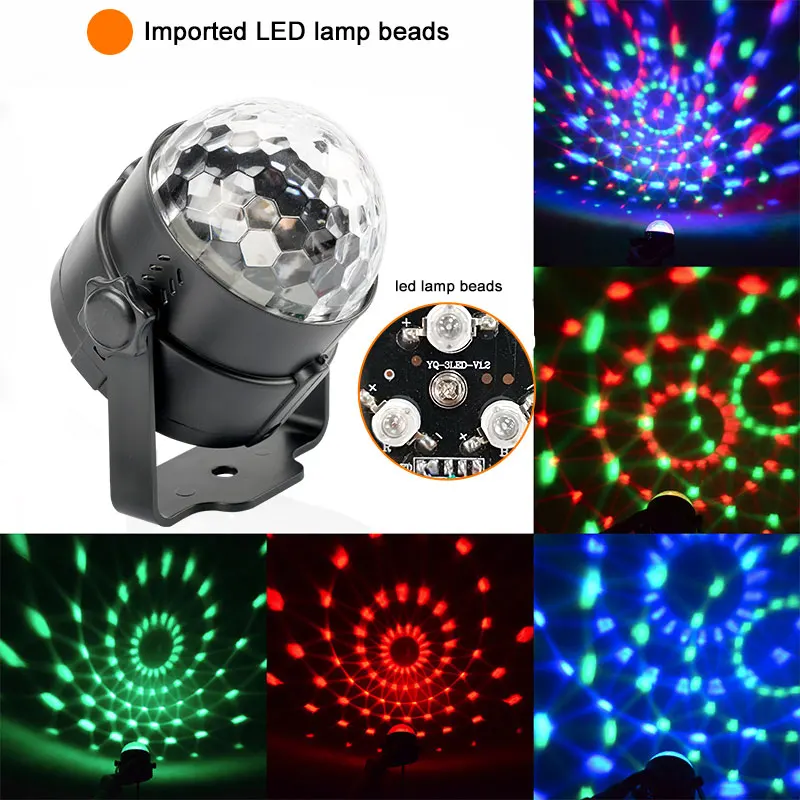 7 ألوان البسيطة RGB LED البلورة السحرية الكرة مصباح منصة الصوت المنشط جهاز عرض ليزر حزب ديسكو نادي إضاءات دي جي