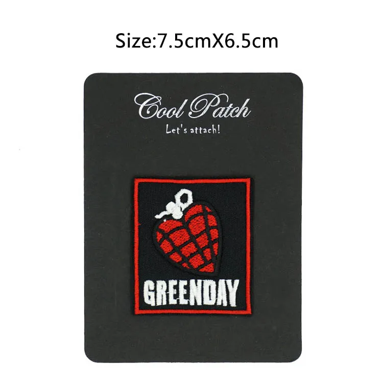 

3" GREEN DAY Patch Heart Grenade Music Band Heavy Metal Iron On/Sew On Patch caps Tshirt TRANSFER MOTIF APPLIQUE Rock Punk Badge