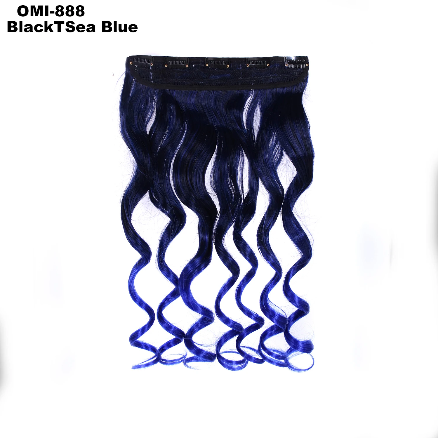 Similler, 100 г, 60 см, длинные прямые вьющиеся женские волосы на заколках, черные, коричневые, высокая температура, синтетические волосы, Омбре, чистые - Цвет: 8BlackTSea Blue