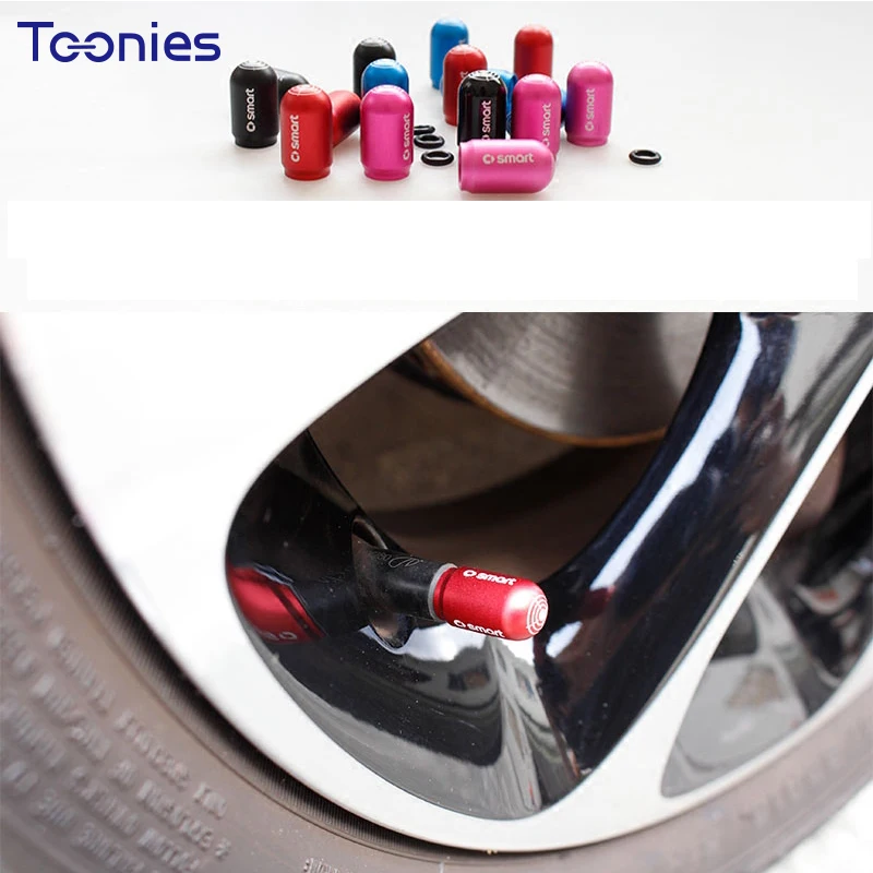 

4pcs Smart Fortwo Forfour Auto Tire Valve Caps AutoTyre Wheel Ventile Air Stems Cover Car Decoration Smart Logo Car Accessories