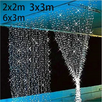 3M x 3M New Year Christmas Garlands LED String Christmas Lights Fairy Xmas Party Garden Wedding Decoration Curtain fairy Light