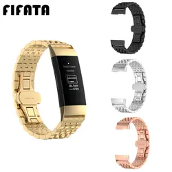 FIFATA Нержавеющая сталь группы для Fitbit заряд 3 Металлический Браслет замена ремешок Smart W ремешок для Fitbit заряд 3