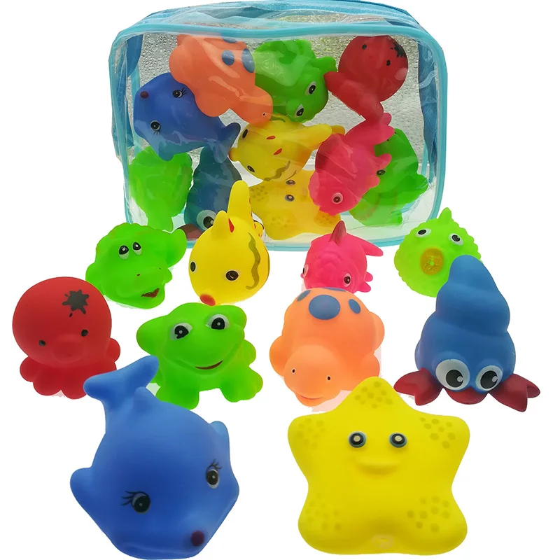 Bathing Baby Toys Mixed Animals Swimming Water Toys Floating Rubber Squeaky Toy