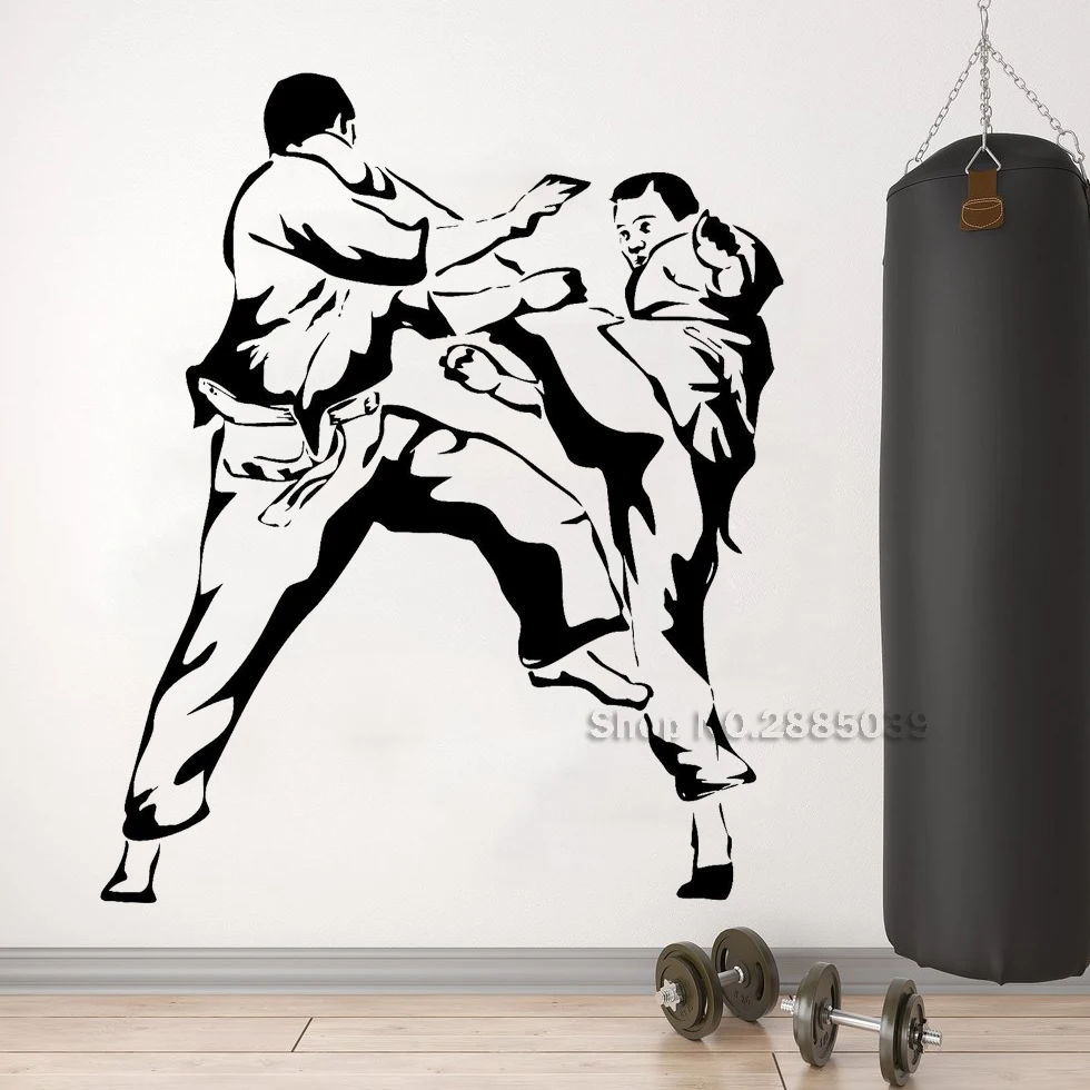 Vinyl Karate Martial Wall Stickers Sport Arts Fighting Fighter Decals