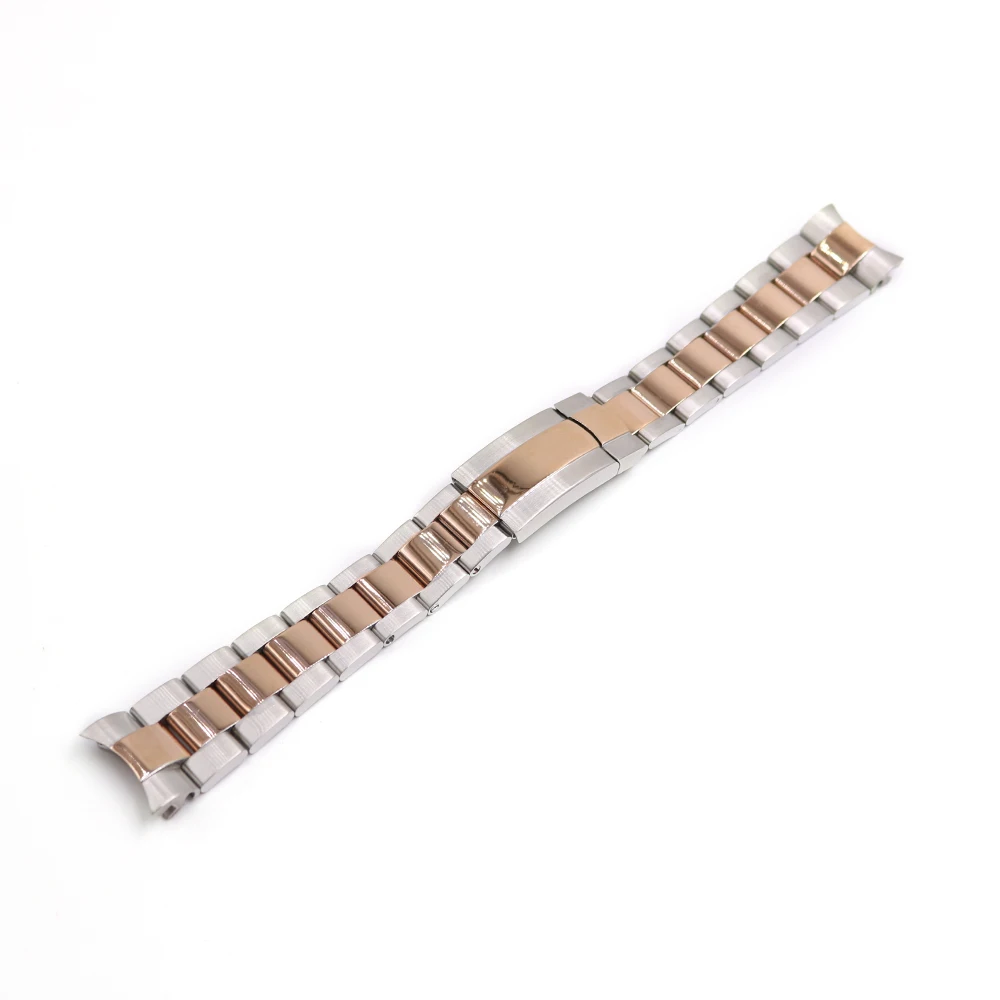 CARLYWET 20mm Gold Silver Steel Solid Curved End Screw Links Deployment Clasp Watch Wrist Band Bracelet For Submariner GMT