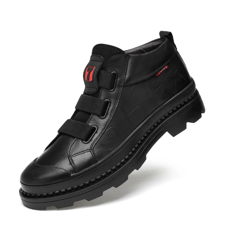 Мужские ботинки повседневная обувь мужские кожаные зимние ботинки Роскошные брендовые черные кроссовки дизайнерская обувь для мужчин Высокое качество Новинка - Цвет: Velvet