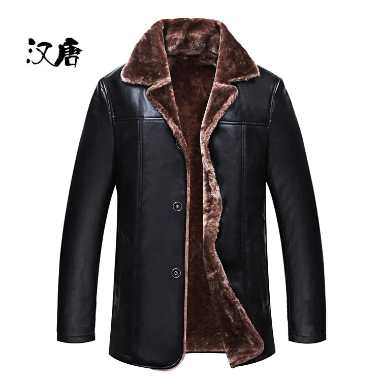 

New PU Leather Jacket Men Winter Leather Coat Warm Collar Jackets Men Faux Windbreaker Plus Size L-5XL