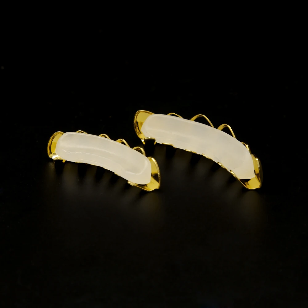 Золотой цвет нижние зубы четыре открытые лица зубные грили верхние и нижние зубы набор серебряных и золотых тон хип-хоп грили набор