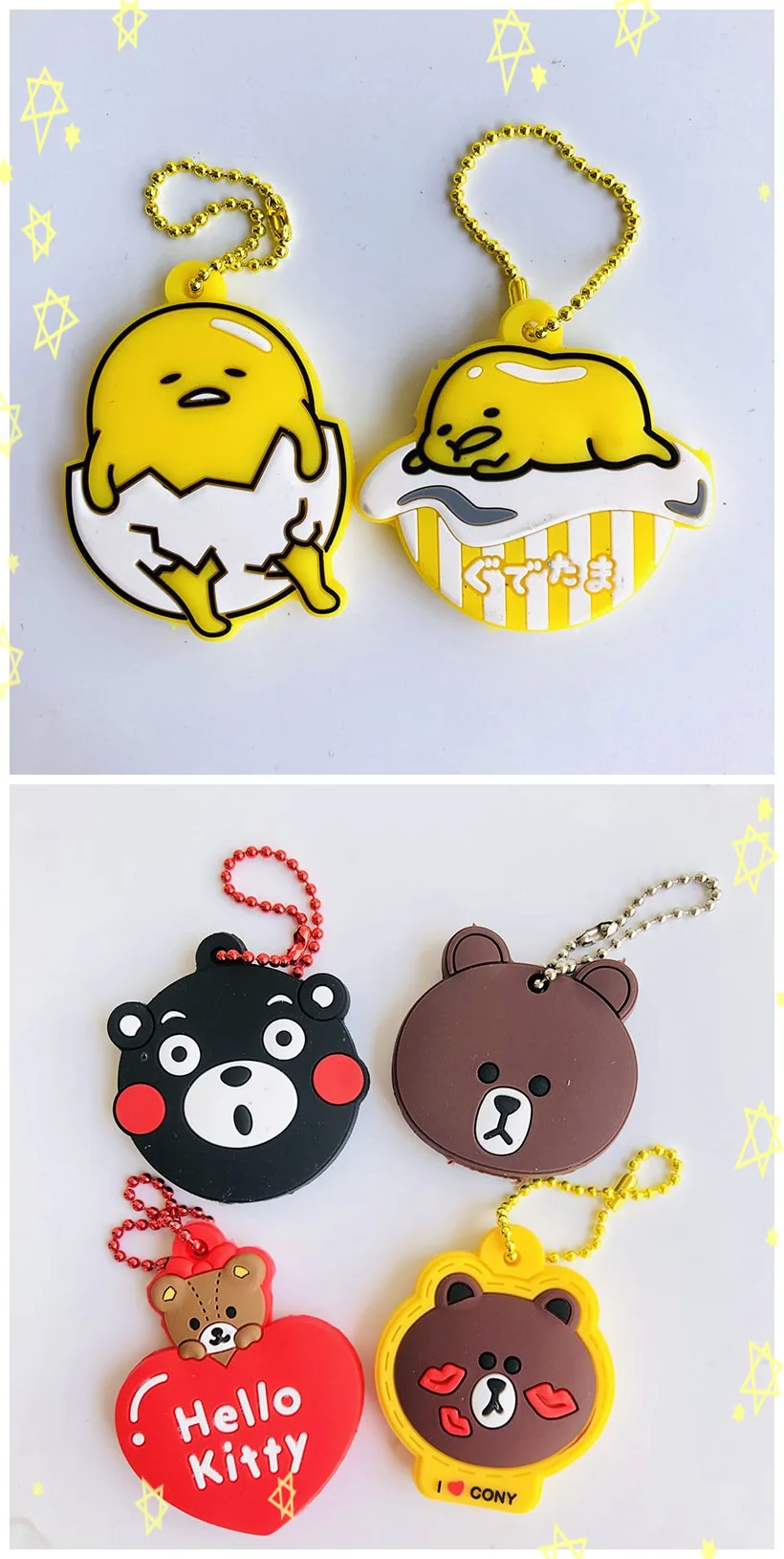 

IVYYE Brown Kumamon gudetama Anime PVC pendant ornament decoration unisex bag chain ring key cover key chains Unisex Gift