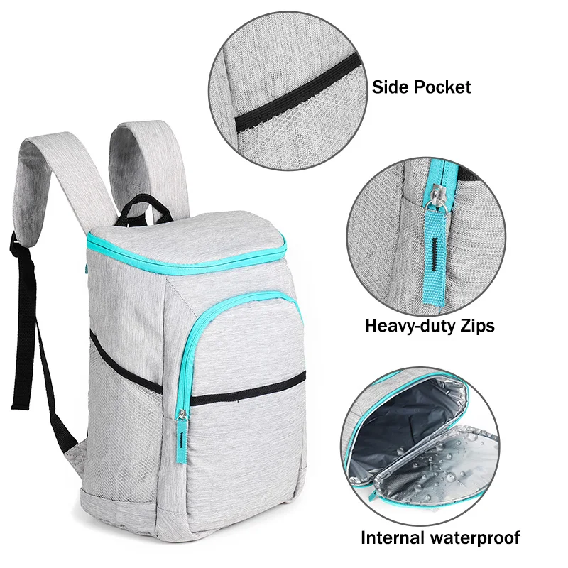 19L изолированный охлаждающий рюкзак для пикника, кемпинга, походов, пляжного парка, ледяная теплоизолированная сумка для ланча, рюкзак унисекс из ткани Оксфорд, рюкзаки