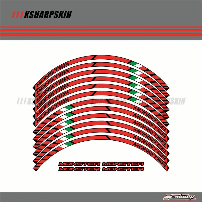 12 X толстый край внешний обод наклейки в полоску колесные наклейки подходят все DUCATI MONSTER 695 696 796 1100 1100S 797 821 795