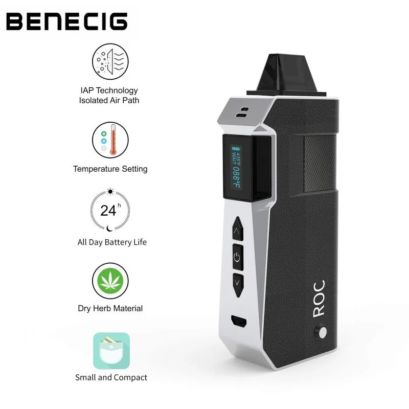

Benecig Portable Dry Herb Vaporizer 2200mAh Battery Temperature Control Ceramic Chamber Electronic Cigarette Herbal Vaporizer