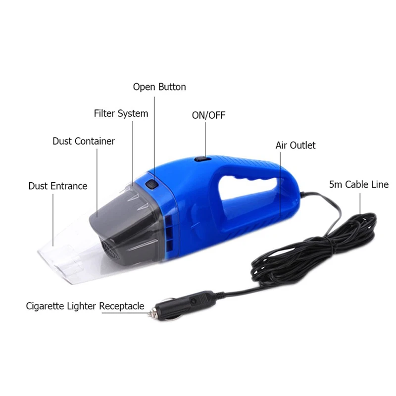 Skup TINTON LIFE przenośny odkurzacz samochodowy 12V DC długość kabla 5M