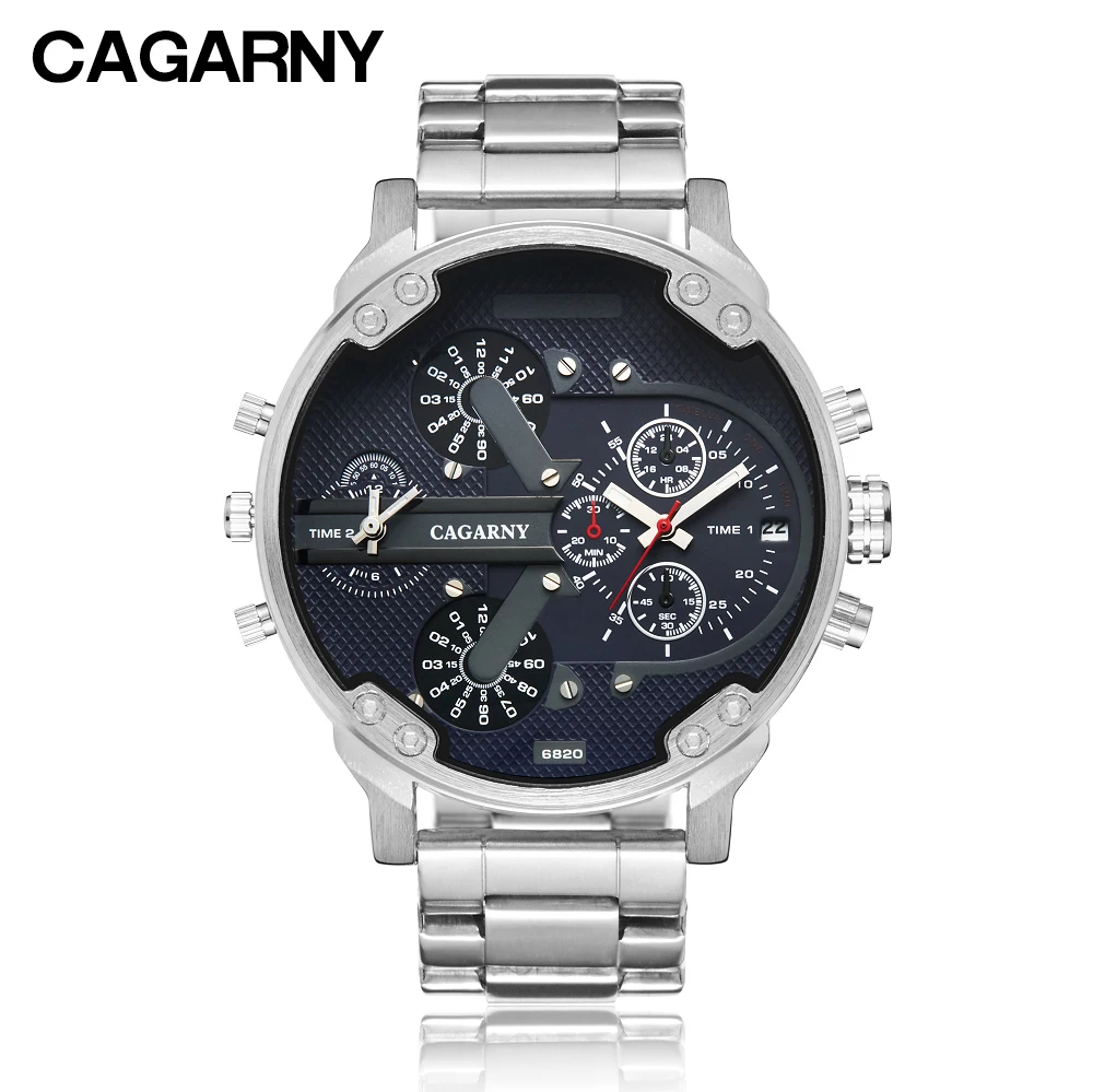 cagarny mens watches quartz watch men dual time zones big case dz military style 7331 7333 7313 7314 7311 steel band watches free shipping (6)