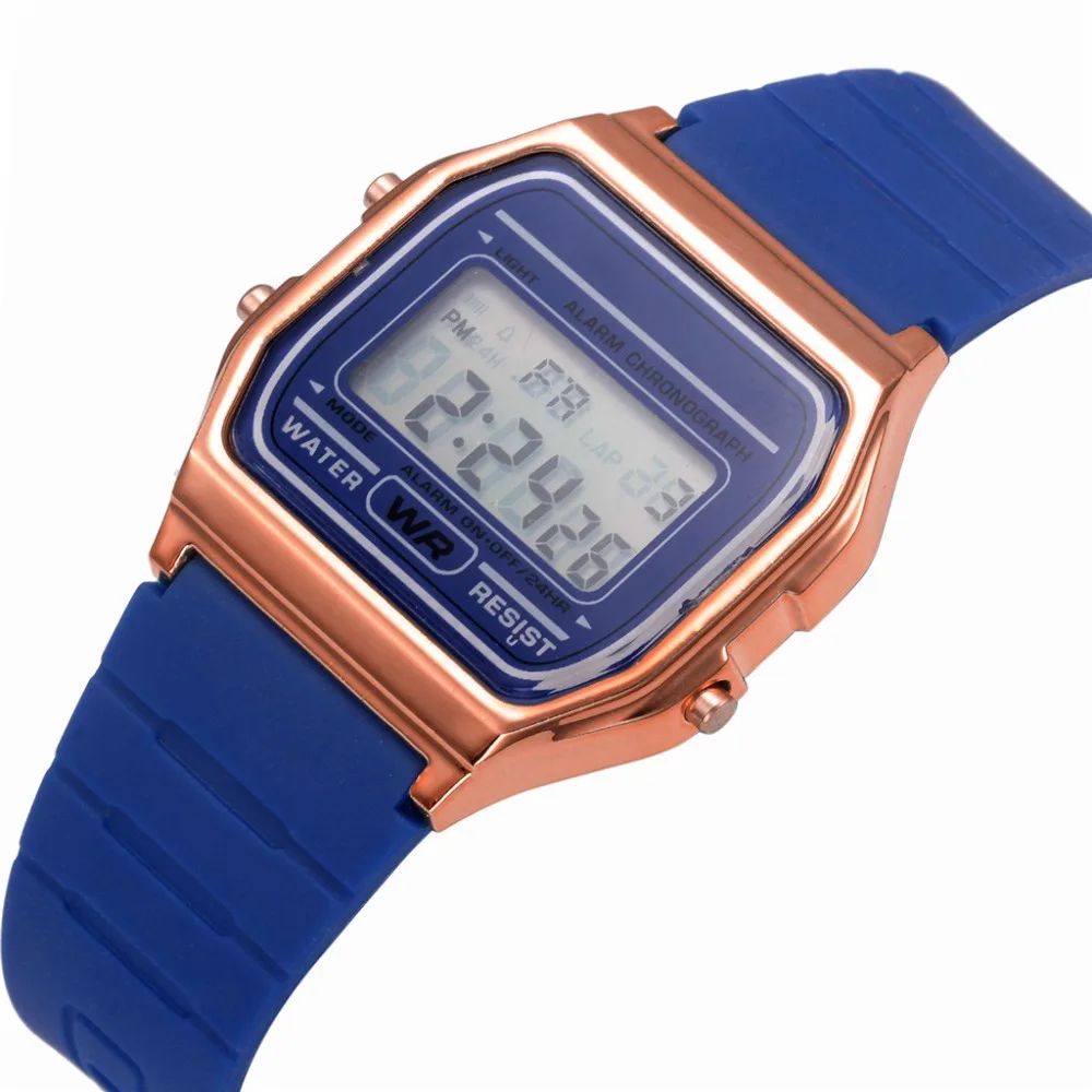 Модные женские электронные парные спортивные часы, цифровые карамельные цвета, розовое золото, квадратный циферблат, водонепроницаемые, montre femme F3