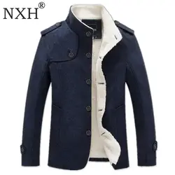 NXH зимнее Мужское пальто Модная брендовая одежда с флисовой подкладкой толстые теплые шерстяные пальто мужской полушерстяные мужское