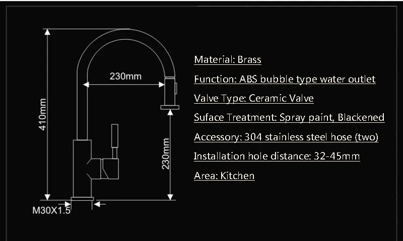 Латунный выдвижной кухонный кран холодной и горячей воды, кран для умывальника, кран для раковины и черный кран на бортике 0032