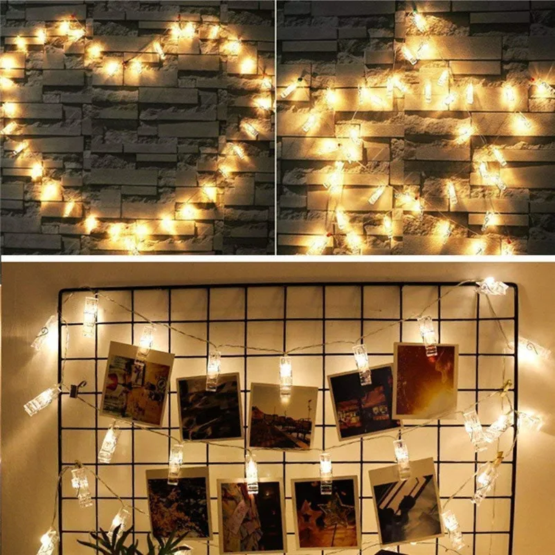 Lights Led String Photo Clip String Lights Photo Peg Clip String Light Party Wedding Decoration Fairy Lights Battery 35DC35