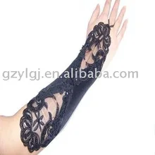 Женские сексуальные черные вечерние перчатки с пайетками a015