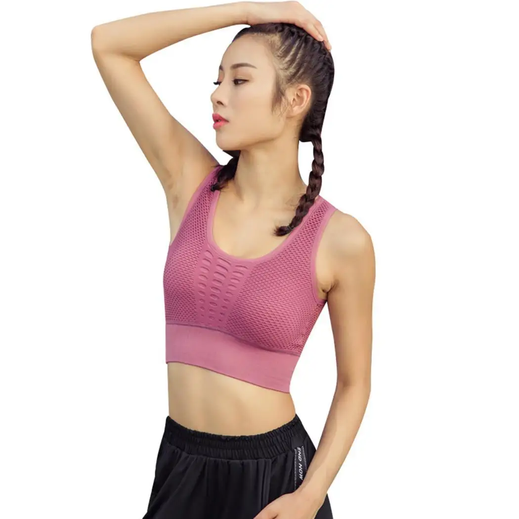 Women Casual O-Neck Sleeveless Mesh Patchwork Slim Short Sporting Vest Bra Soft and breathable material. | Спорт и развлечения