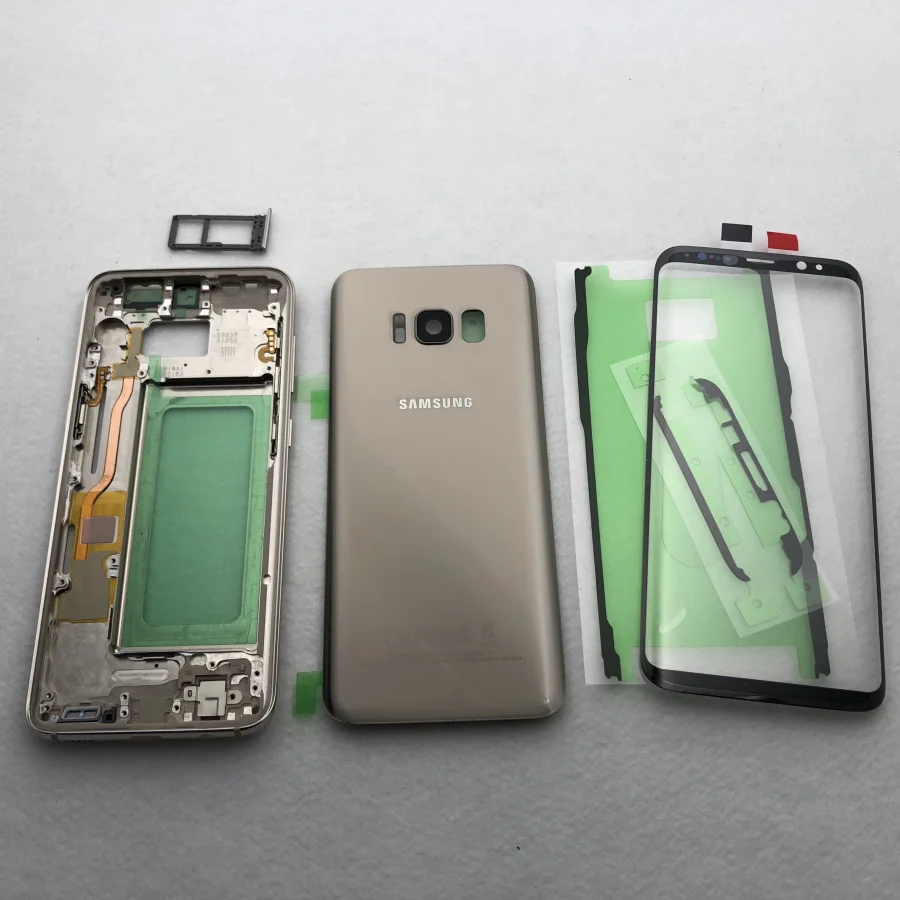 Чехол для samsung Galaxy S8 Plus G955 G955F G950F с полным корпусом, стеклянный чехол для задней батареи S8 G950, средняя рамка, передняя стеклянная линза