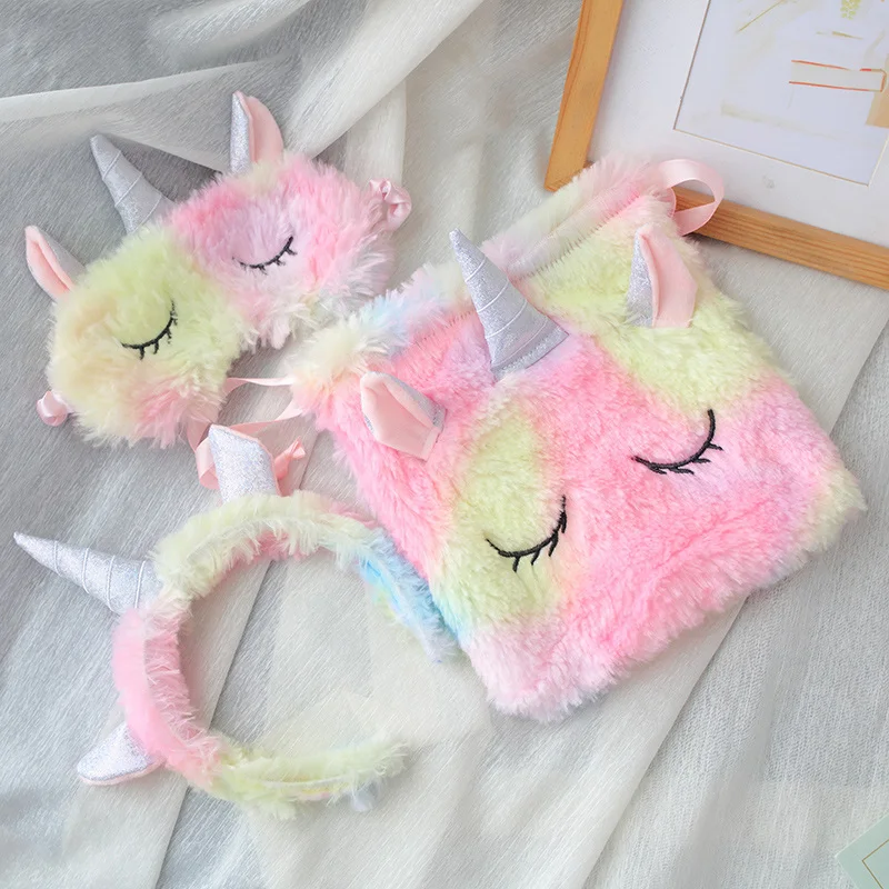 

1pc Cute Unicorn Eye Mask Plush Toys Stuffed Toys Kawaii Unicorn Hair hoop Decor Girls Gifts Toys for Children