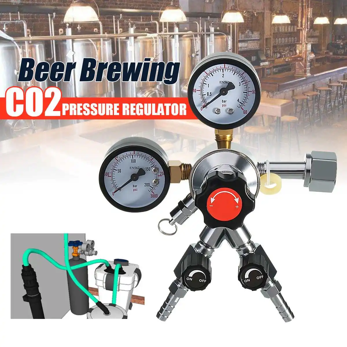 Homebrew CO2 Регулятор пива пивоварения Kegerator бар тройной манометр клапан 5/1" CGA320 1/4" NPT бар аксессуары