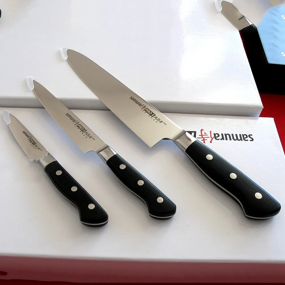 

kitchen Set Chef Knife 8'' Utility Knife 6'' Paring Knife 3.5'' - G10 Handle - Japanese HC Stainless Steel AUS-8 Kitchen Knife