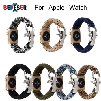 

Woven Rope nylon strap for Apple Watch band 42mm 38mm 40mm 44mm 5/4/3/2/1 Outdoors sport watch Straps with adapters watch belt