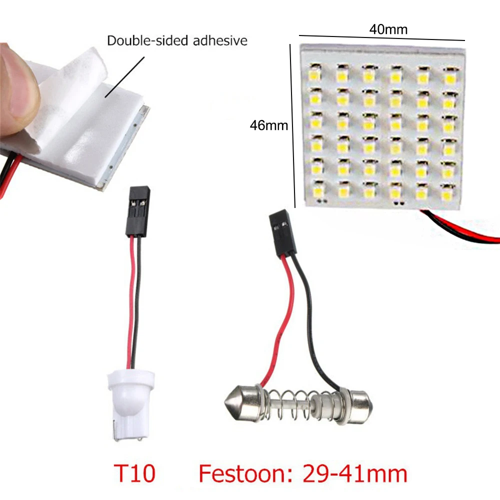 48 SMD 3528 12 светодиодный панель белая автомобильная лампа для чтения Карта Авто купольная интерьерная лампа на крышу светильник для bmw e46 e90 ford focus 2 volkswagen