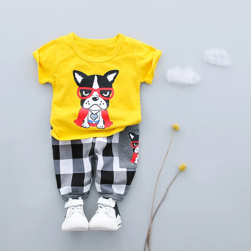 

Boys Clothes Summer 0-3y New Fashion Children Clothing Cotton O-Neck With Dog print 18016 Good Quality Baby Clothes