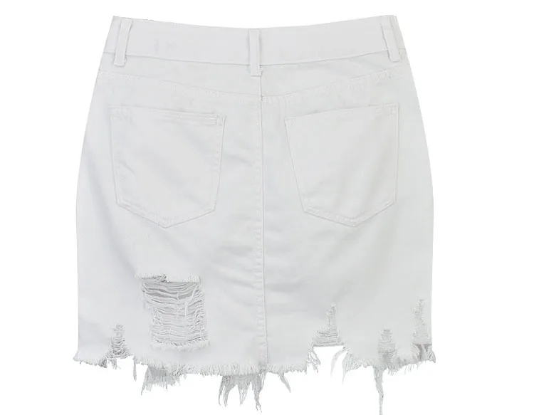 Джинсовая юбка женские Леггинсы для йоги из джинсовая мини-юбка посылка Hip White Для женщин юбка нерегулярные рваные Ленточки юбки Для женщин