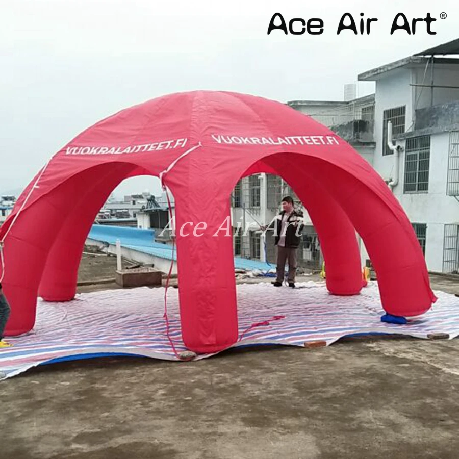 Подгонянная красная надувная палатка-паук, 6 ног/балки купольная палатка с логотипом печать для продажи
