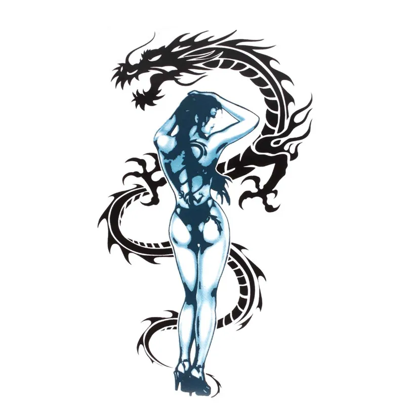 

1pcs Sexy Tattoo Girl and Dragon Motorcycle Decal Sticker for Motorcycle Motorbike Helmet Window Laptop Decoration