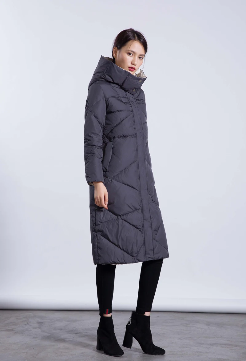 YNZZU бренд Зимний пуховик женский корейский элегантный красный длинный свободный утиный пух пальто Женская куртка с капюшоном пальто O599