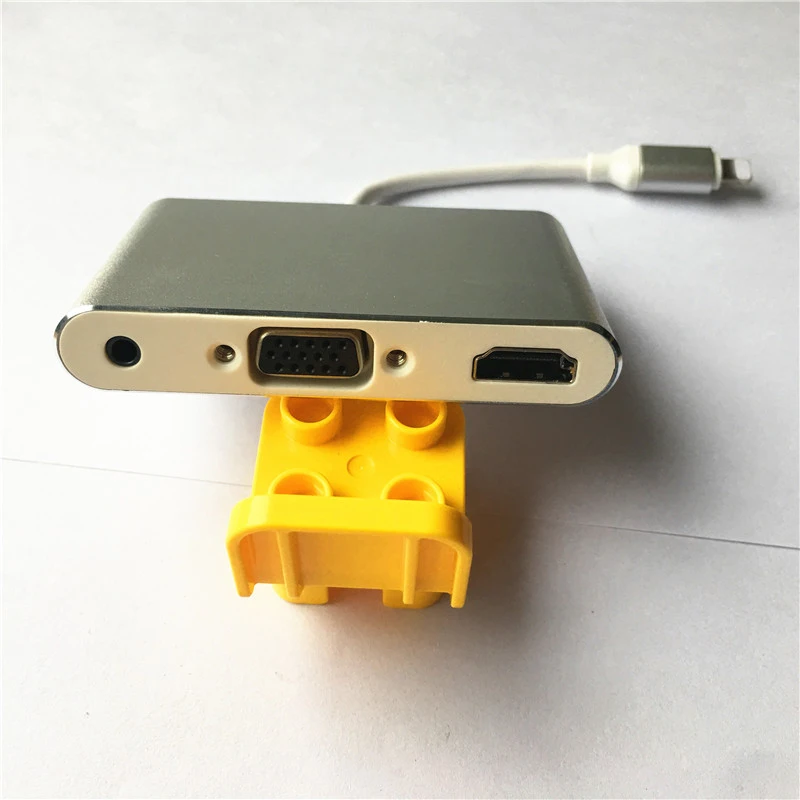 WECOM 2017 Новый серебристый алюминиевый адаптер Lightning HDMI/VGA/аудио для iphone5s/6/6s/7 ipad|ipad to