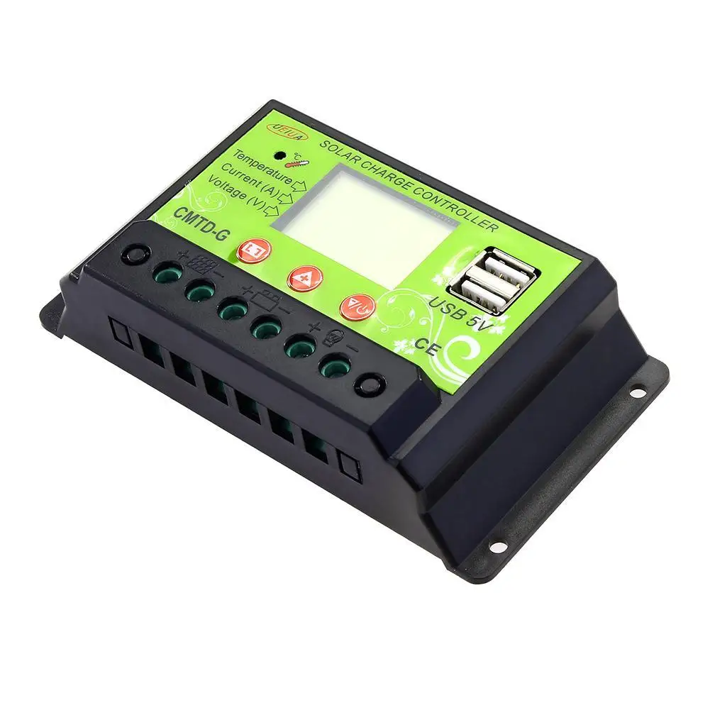 PWM 10A/20A Гибкий контроллер заряда солнечной панели 12 В 24 в ЖК дисплей USB 5 регулятор