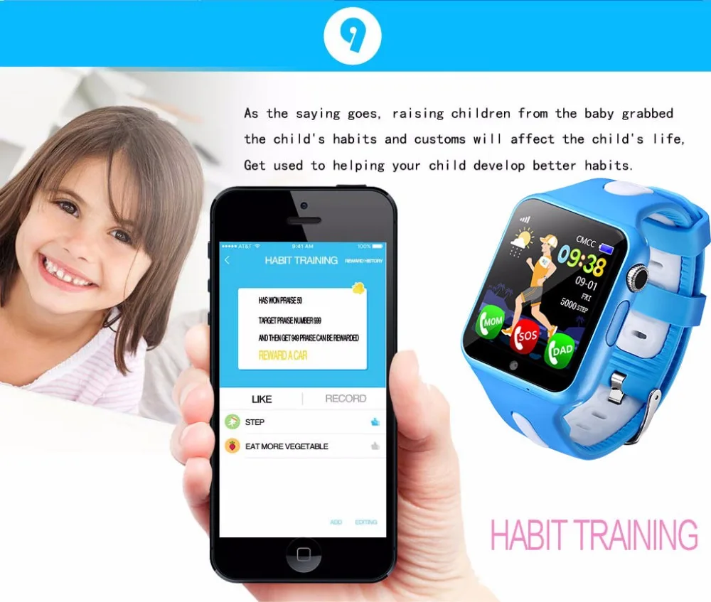 2018 NEW Tracking GPS Watch for Kids Call for Children's Smart watch with Camera SOS Location Device Tracker baby Safe Anti-lost