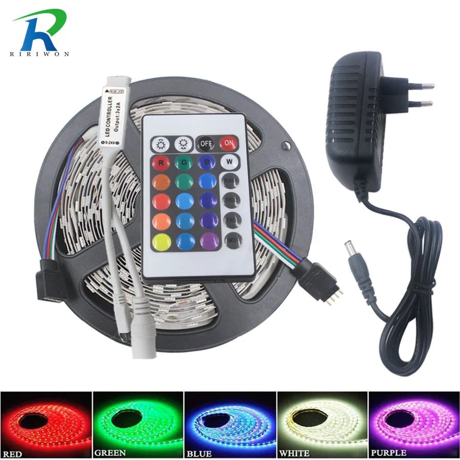 SMD RGB Светодиодная лента светодиодный светильник 5 м 10 М 5050 2835 гибкий светодиодный s светильник ing 220 В лента Диодная лента водонепроницаемый DC 12 В адаптер питания набор