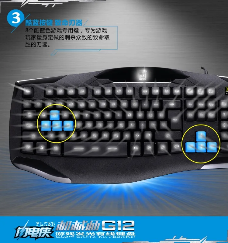 Проводная игровая клавиатура, механическая клавиатура с холодным синим светильник, Водонепроницаемая клавиатура для ноутбука, компьютера - Цвет: White Light