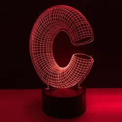 Удивительные 3D лампа Алфавит Письмо C 7 цветов Изменение стол настольный ночник светодиодный освещение пульта дистанционного управления