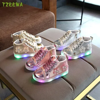 

Child Luminous Sneakers 2018 New Brand Footwear Kids LED Flashing Boot For Baby Girls Casual Shoes With Light Kids Shoes Girls
