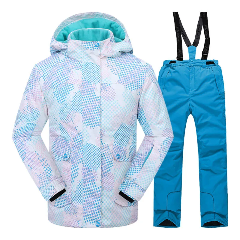 Зимние комплекты для девочек ветрозащитная Лыжная куртка и штаны, комплект верхней одежды для детей, теплый лыжный костюм для детей-подростков, одежда для девочек