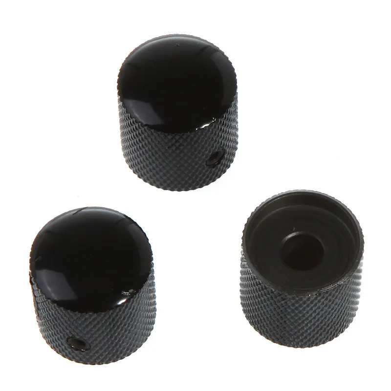 

3Pcs 6mm Genuine Volume Tone Control Knob Dome Metal Guitar Push Black Guitar Parts and Accessories