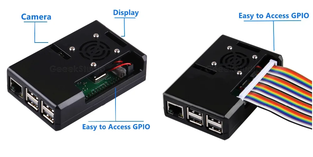 Новинка! ABS черный/прозрачный/синий корпус с радиатора Вентилятор охлаждения для Raspberry Pi 3B плюс (3B +) /3B