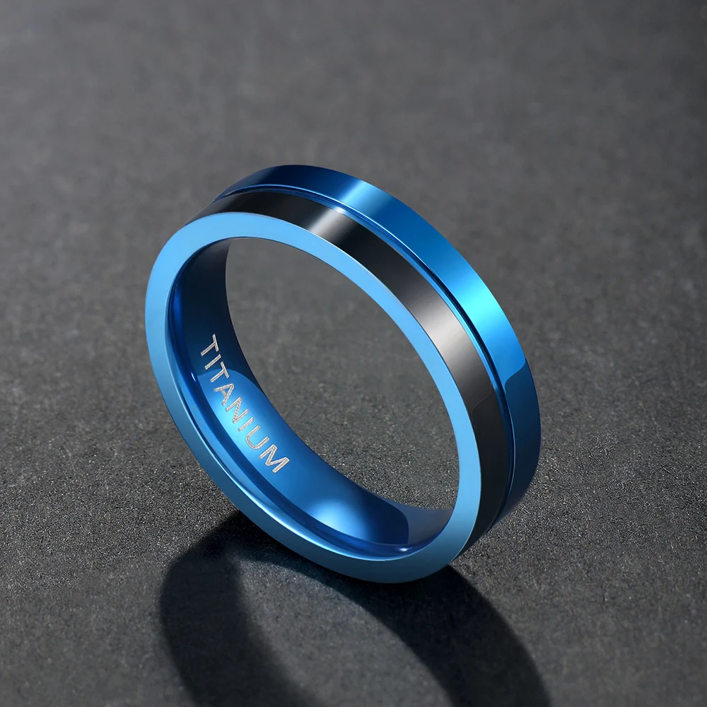Tigrade Black Blue Titanium Ring 5mm 7mm Men Women Engagement Anel Masculino Rings For Male Wedding bague Anillos Hombre 4